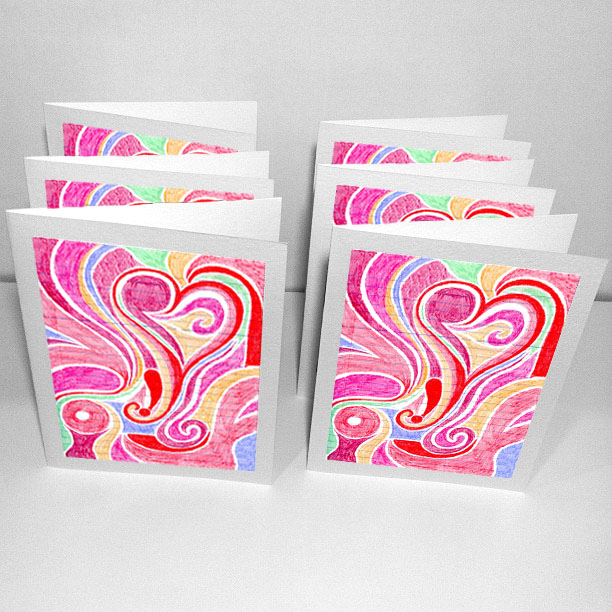 6 Blank Greeting Cards: Blossoming Love
